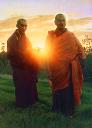 Lama Zopa Rinpoche and Lama Yeshe at Lawudo